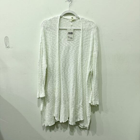 Eileen Fisher Long Sleeve Knit Open Front Long Cardigan Sweater White Women's L - Picture 1 of 4